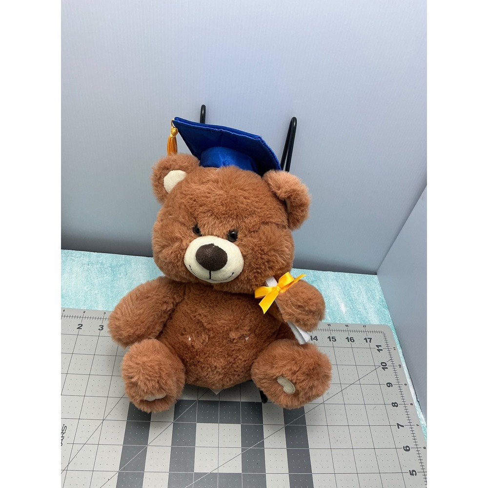 Walmart Graduation Teddy Bear Brown Plush Blue Cap Gold Tassel 11" Achievement